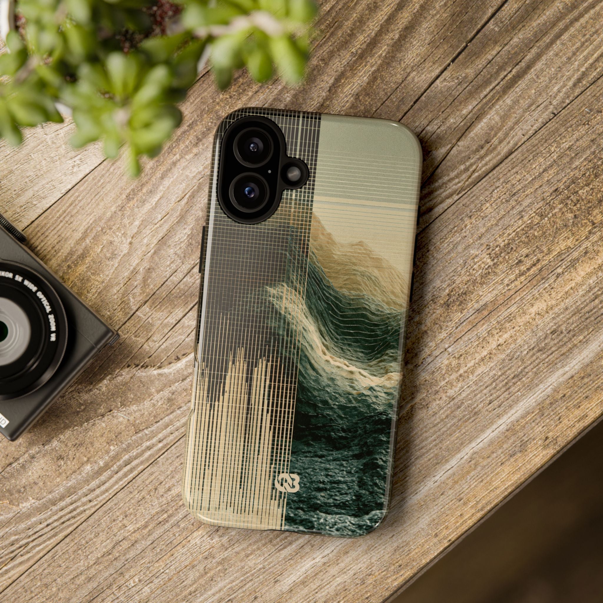 Beige Tough Phone Case for iPhone - Veridian Data Ridge