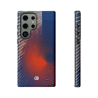 Blue Tough Phone Case for Samsung - Orange Orbit Grid