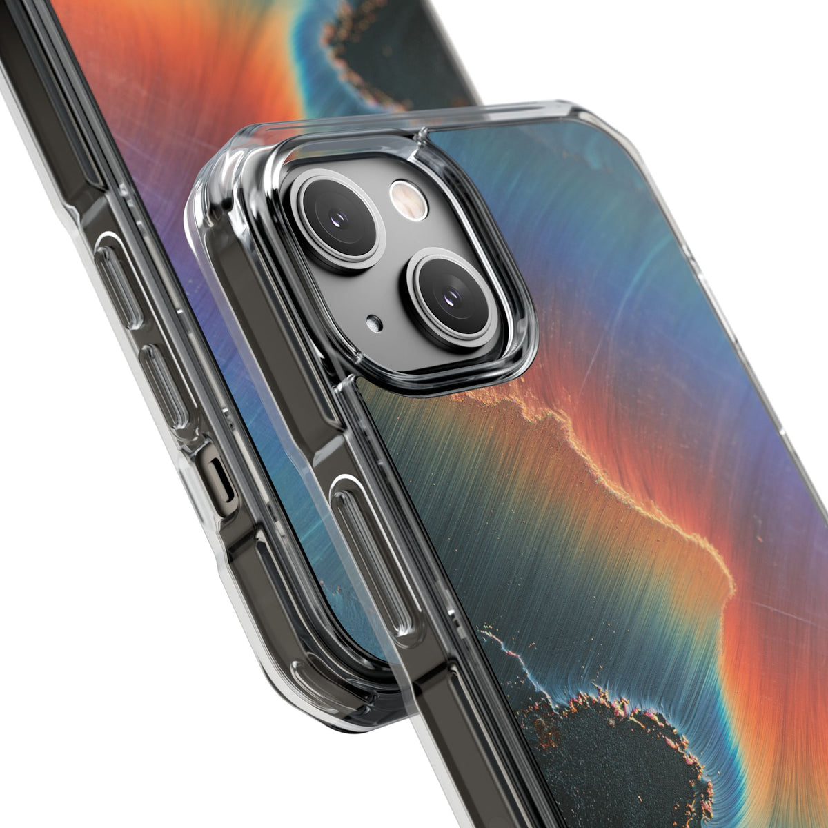 Prismatic Aura Shift · Clear Impact Magnetic Phone Case for iPhone · Blue