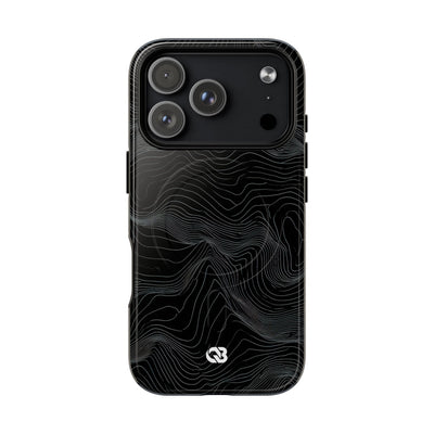 Black Tough 2.0 Magsafe Phone Case for iPhone - Obsidian Topo Wireframe