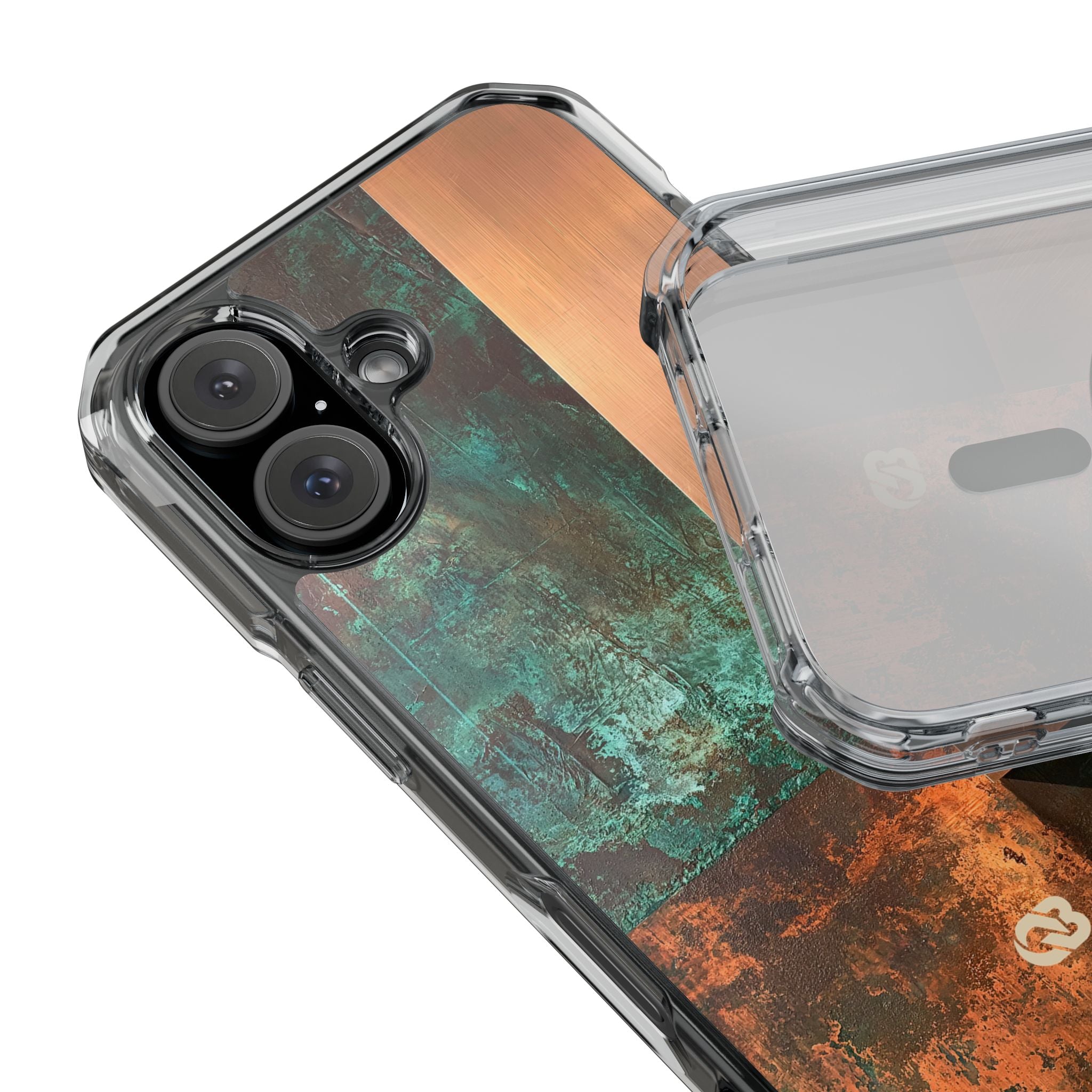 Teal Impact MagSafe Phone Case for iPhone - Verdigris Copper Slab