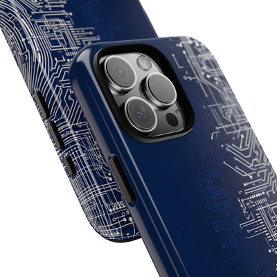 Blue Tough Phone Case for iPhone - Cobalt Circuit Logic