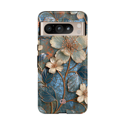 Gilded Blossom Reverie · Tough Phone Case for Pixel ·  Teal