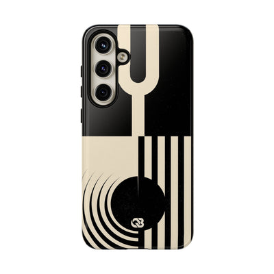 Black Tough Phone Case for Samsung - Ivory Signal Grid