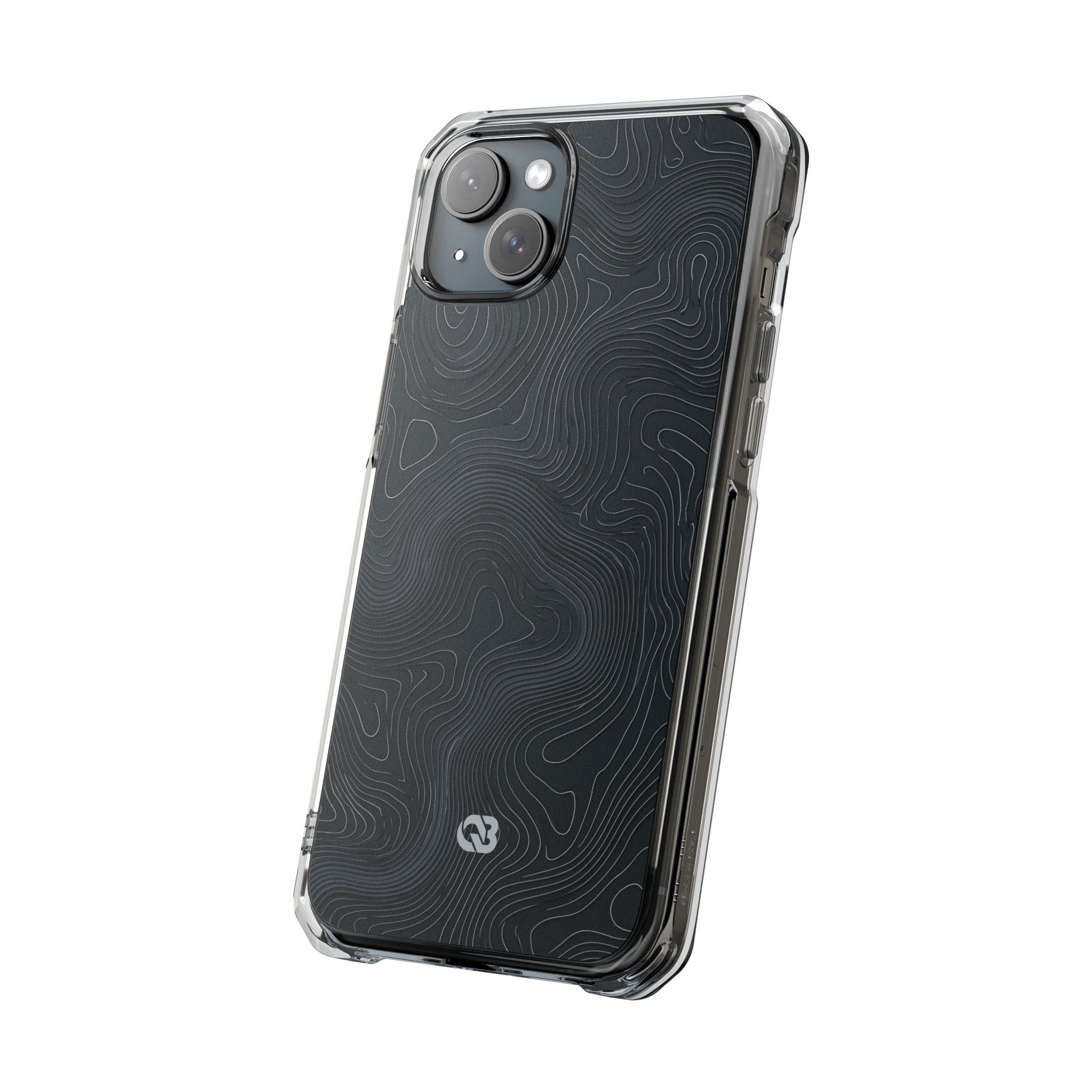Black Impact MagSafe Phone Case for iPhone - Obsidian Ridge Topo