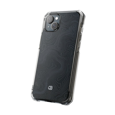 Black Impact MagSafe Phone Case for iPhone - Obsidian Ridge Topo