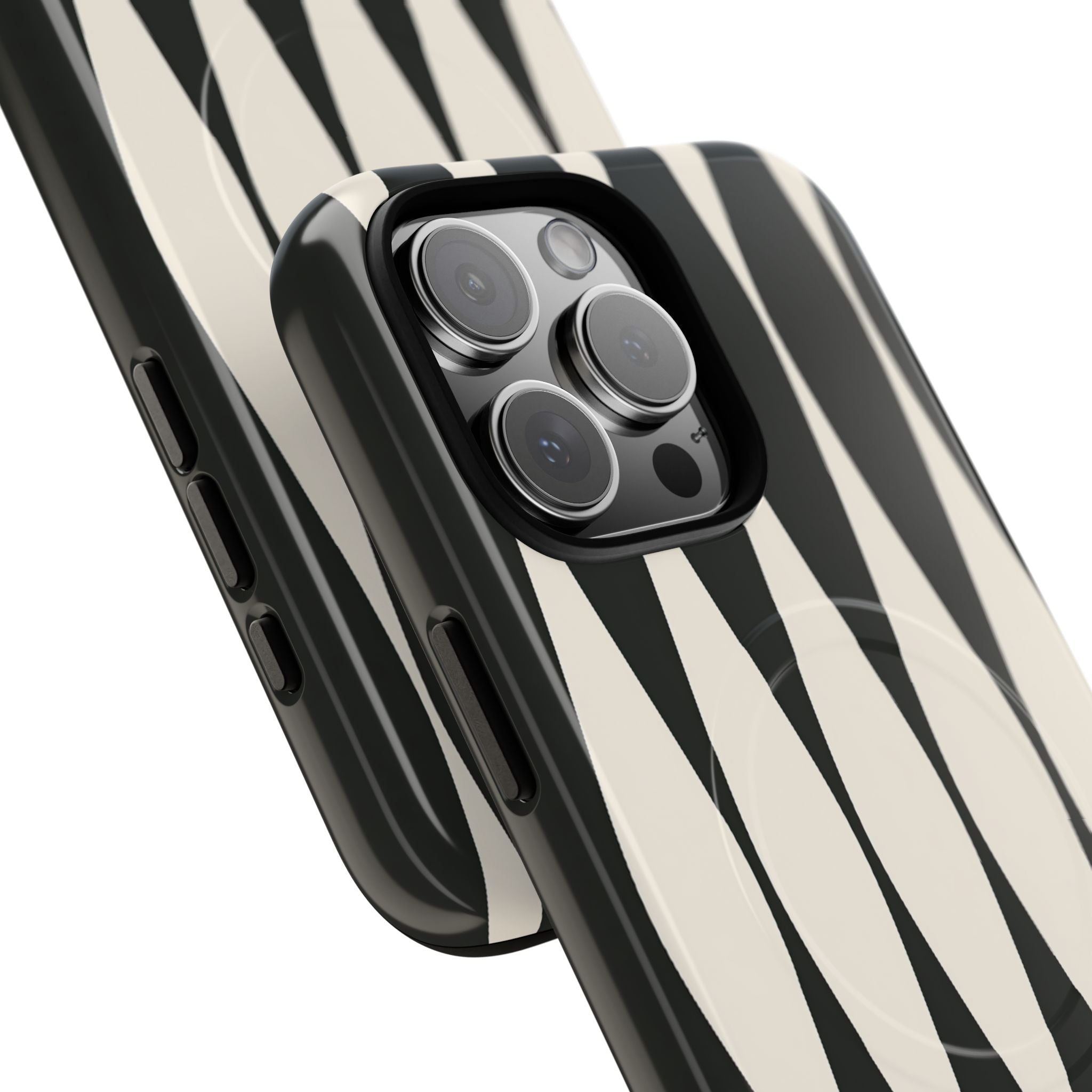 Black Tough 2.0 Magsafe Phone Case for iPhone - Ivory Spindle Grid