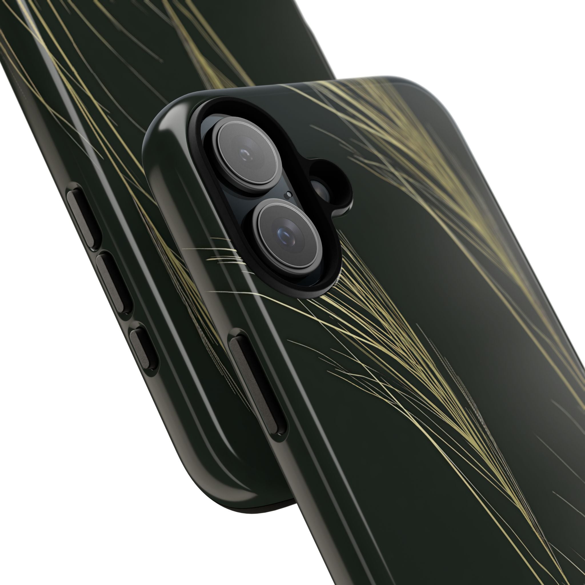 Green Tough Phone Case for iPhone - Midnight Gilded Grass