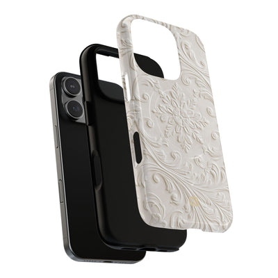 White Tough 2.0 Magsafe Phone Case for iPhone - Alabaster Floral Relief