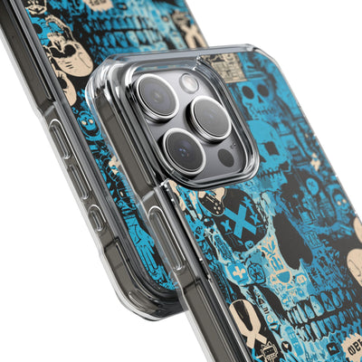 Electric Skull Graffiti · Clear Impact Magnetic Phone Case for iPhone · Blue
