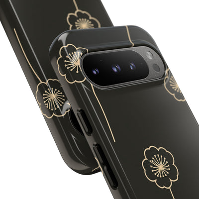 Black Tough Phone Case for Google Pixel - Obsidian Sand Petals