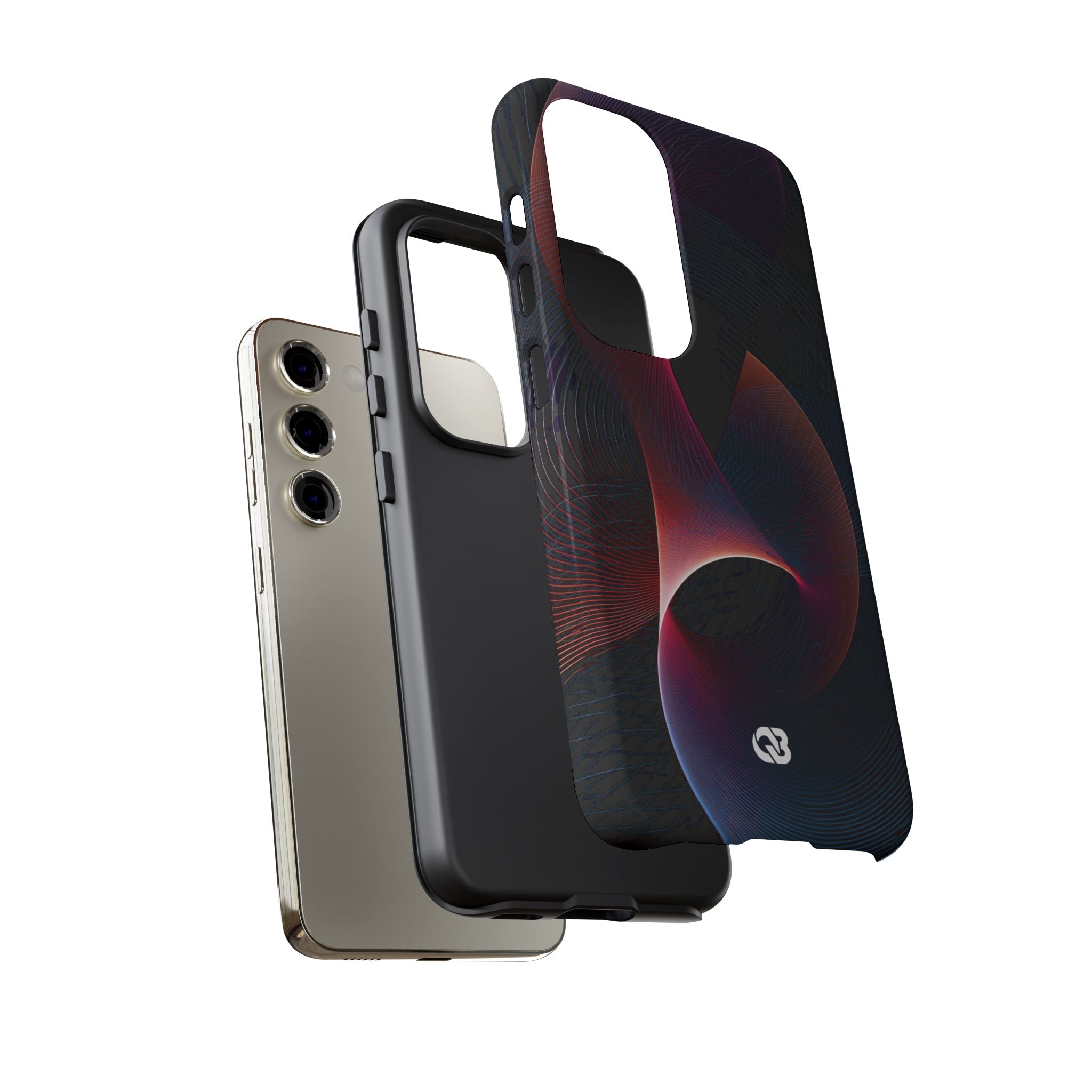 Black Tough Phone Case for Samsung - Cobalt Crimson Flux