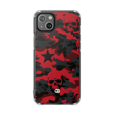 Crimson Skull Camo · Clear Impact Magnetic Phone Case for iPhone · Red