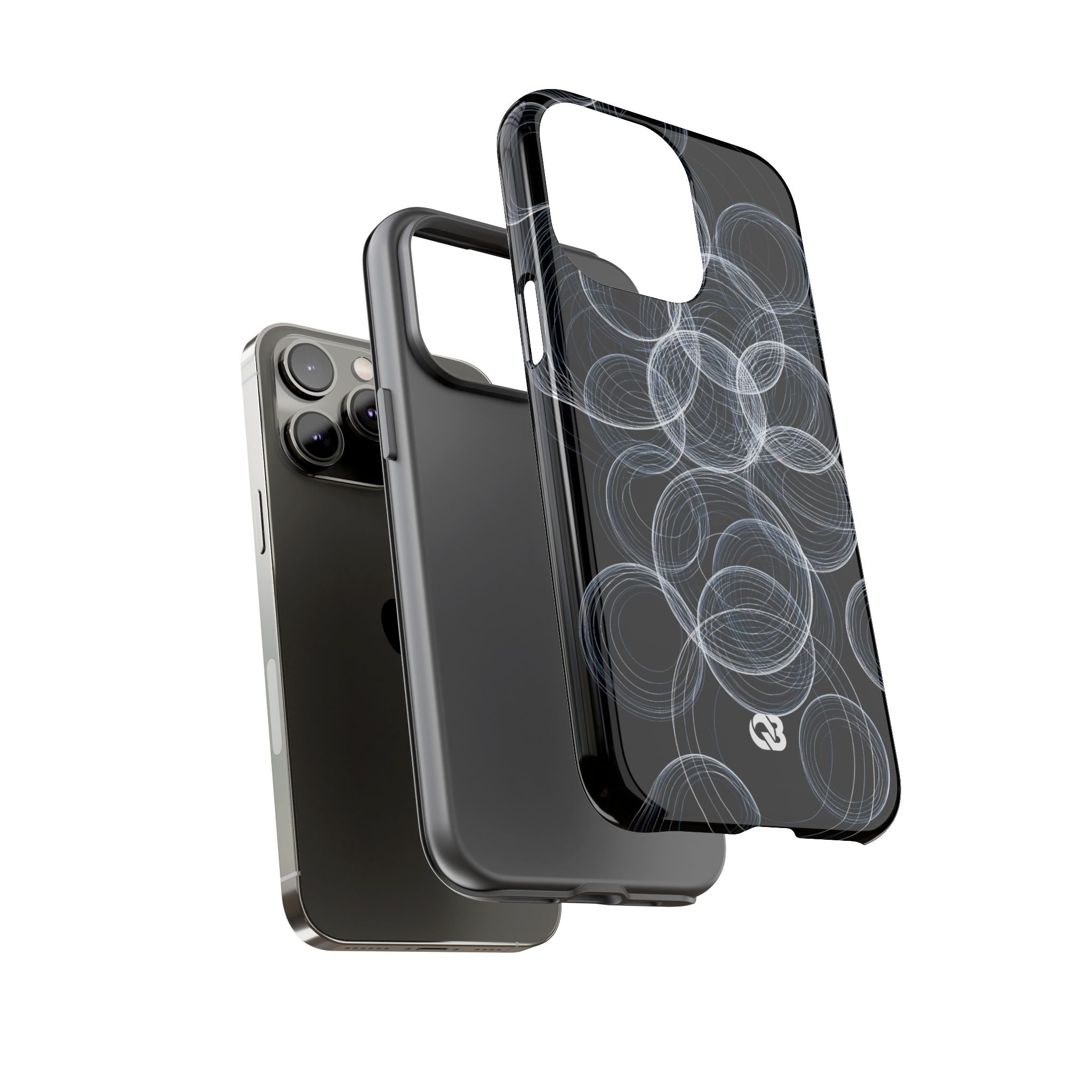Black Tough Phone Case for iPhone - Frosted Ring Matrix