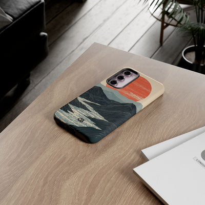 Beige Tough Phone Case for Samsung - Crimson Ridge Flow