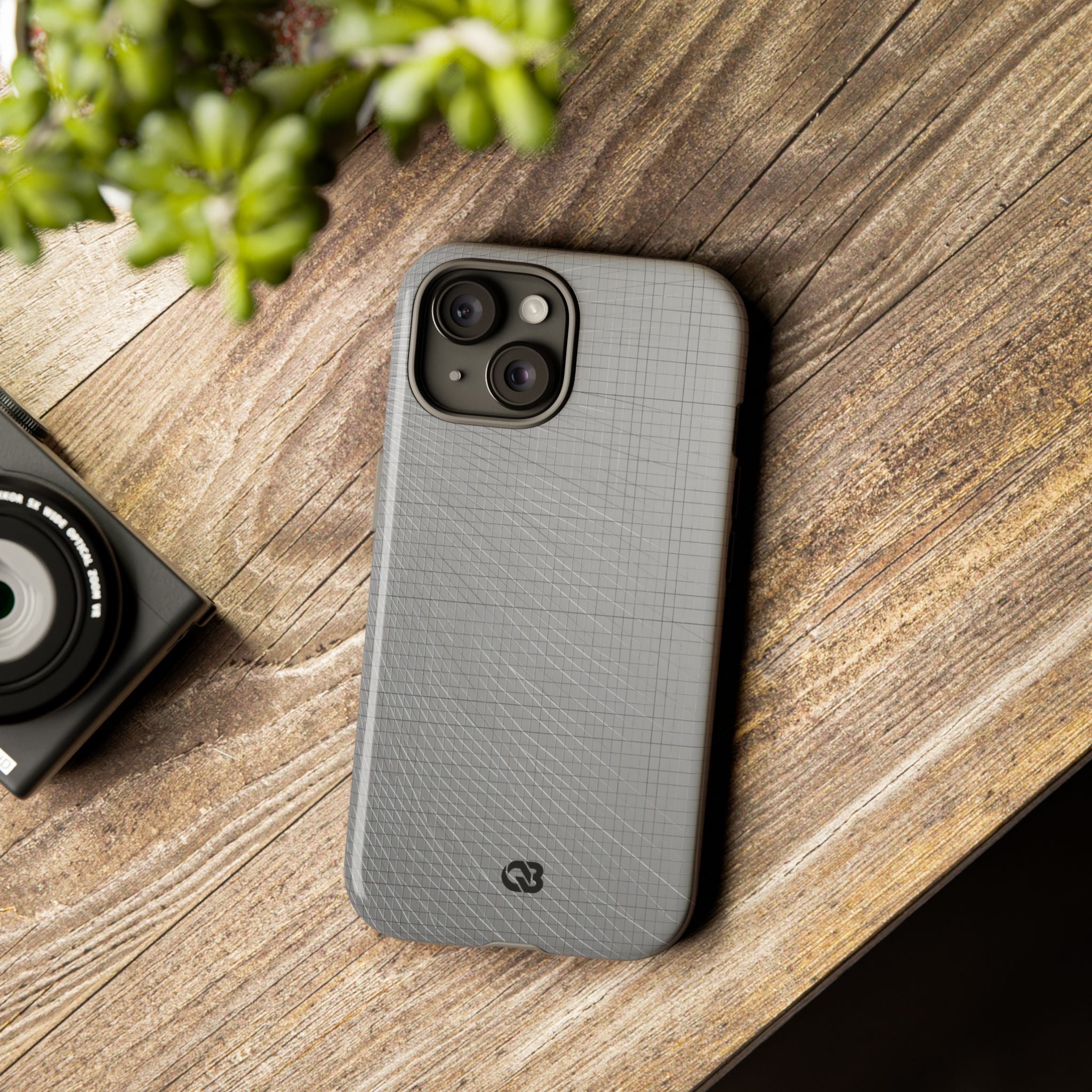 Grey Tough Phone Case for iPhone - Chrome Mesh Warp