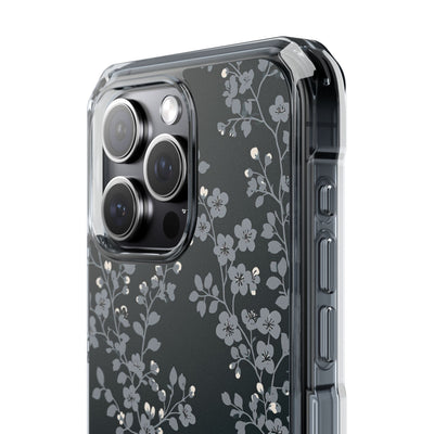 Black Impact MagSafe Phone Case for iPhone - Midnight Slate Blossom