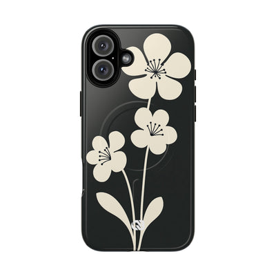 Black Tough 2.0 Magsafe Phone Case for iPhone - Obsidian Cream Bloom