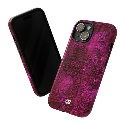 Magenta Circuit Trace · Tough Phone Case for iPhone · Pink
