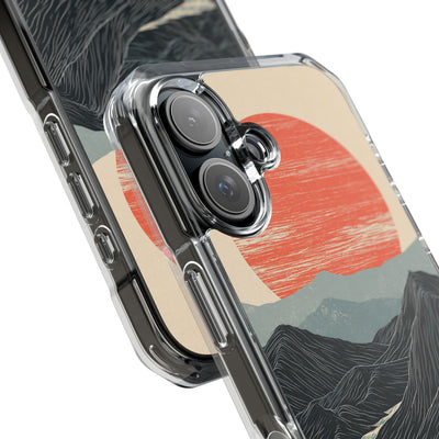 Beige Impact MagSafe Phone Case for iPhone - Crimson Ridge Flow
