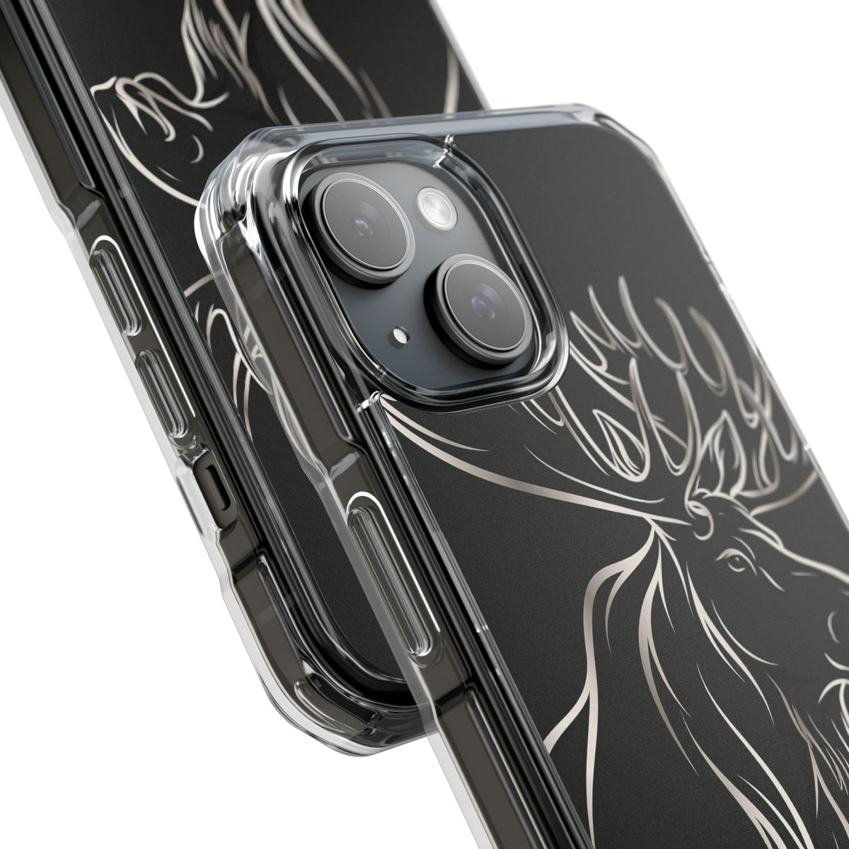 Nordic Moose Contour · Clear Impact Magnetic Phone Case for iPhone · Black