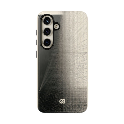 Beige Tough Phone Case for Samsung - Brutalist Graphite Grid