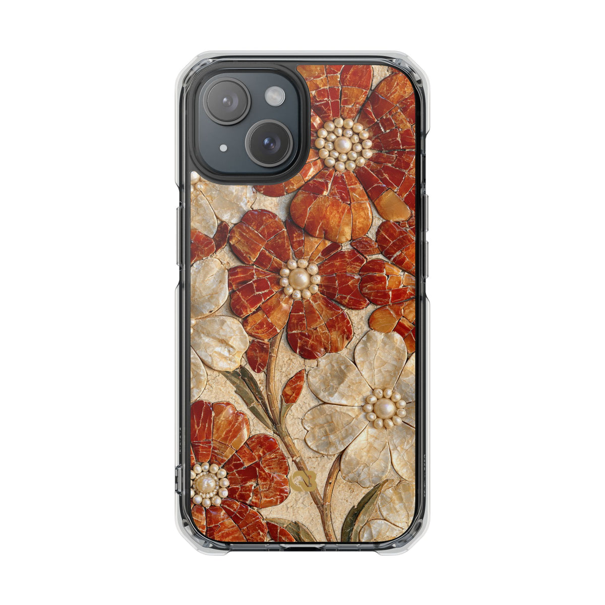 Carnelian Pearl Bloom · Clear Impact Magnetic Phone Case for iPhone · Orange