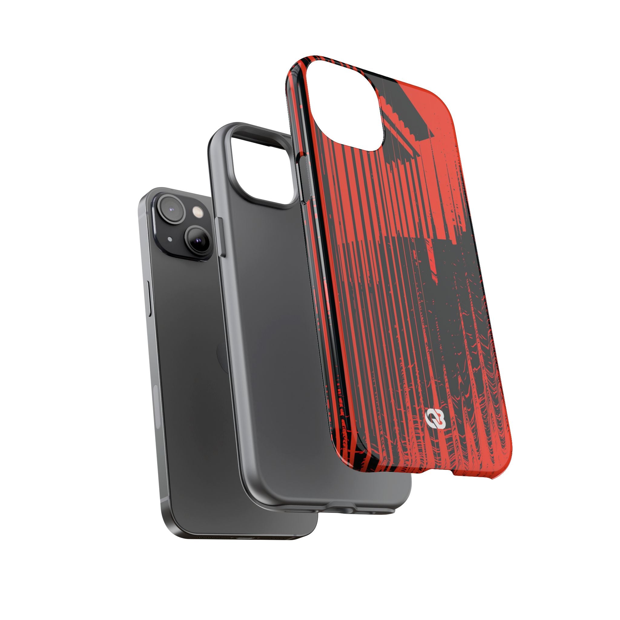 Red Tough Phone Case for iPhone - Crimson Brutalist Distortion