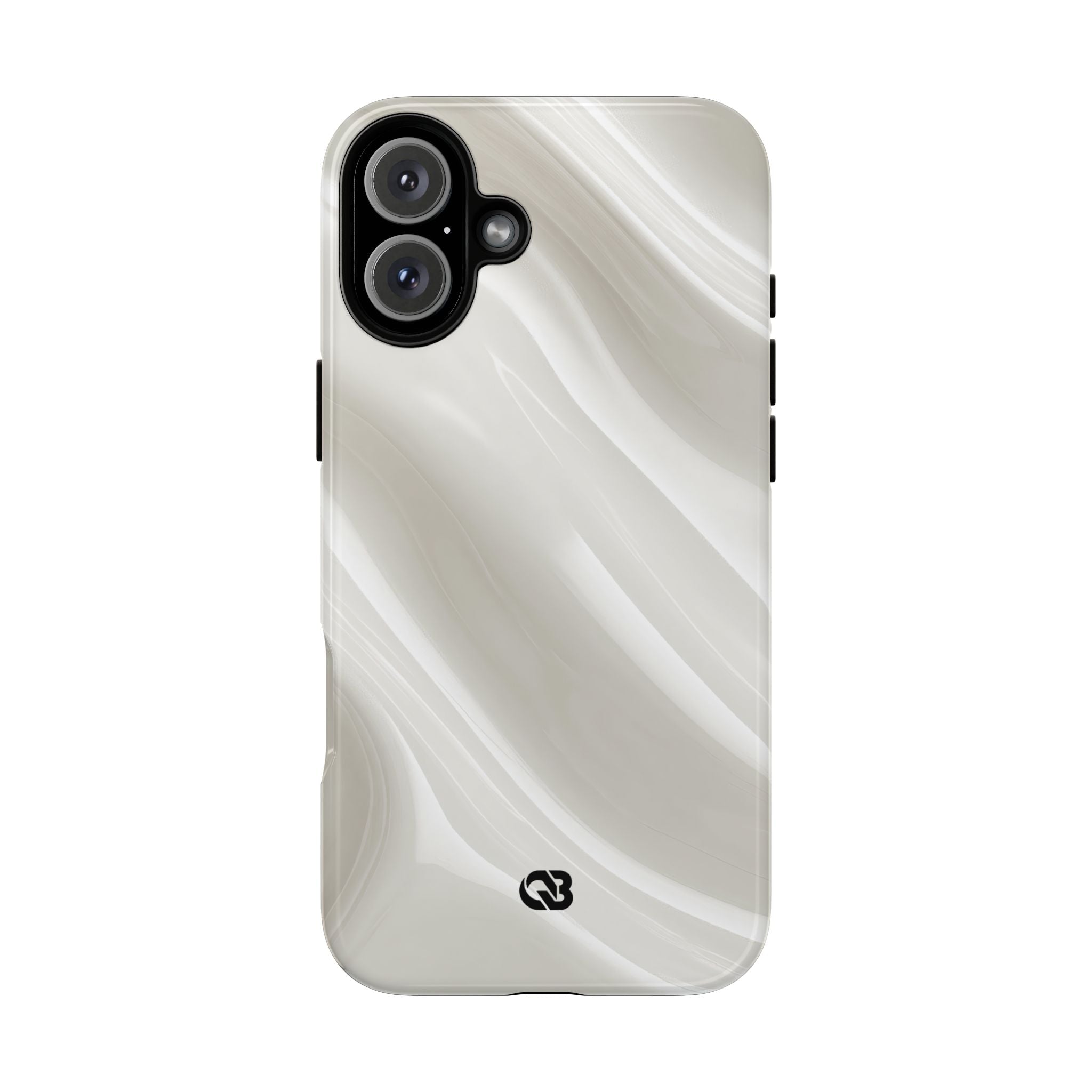 White Tough Phone Case for iPhone - Polished Ivory Wave