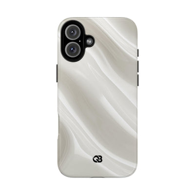 White Tough Phone Case for iPhone - Polished Ivory Wave