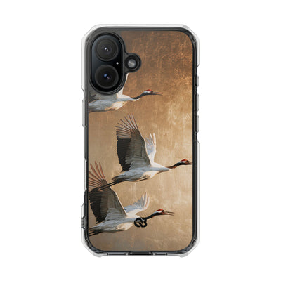Golden Crane Flight · Clear Impact Magnetic Phone Case for iPhone · Gold