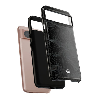 Black Tough Phone Case for Google Pixel - Obsidian Topo Wireframe