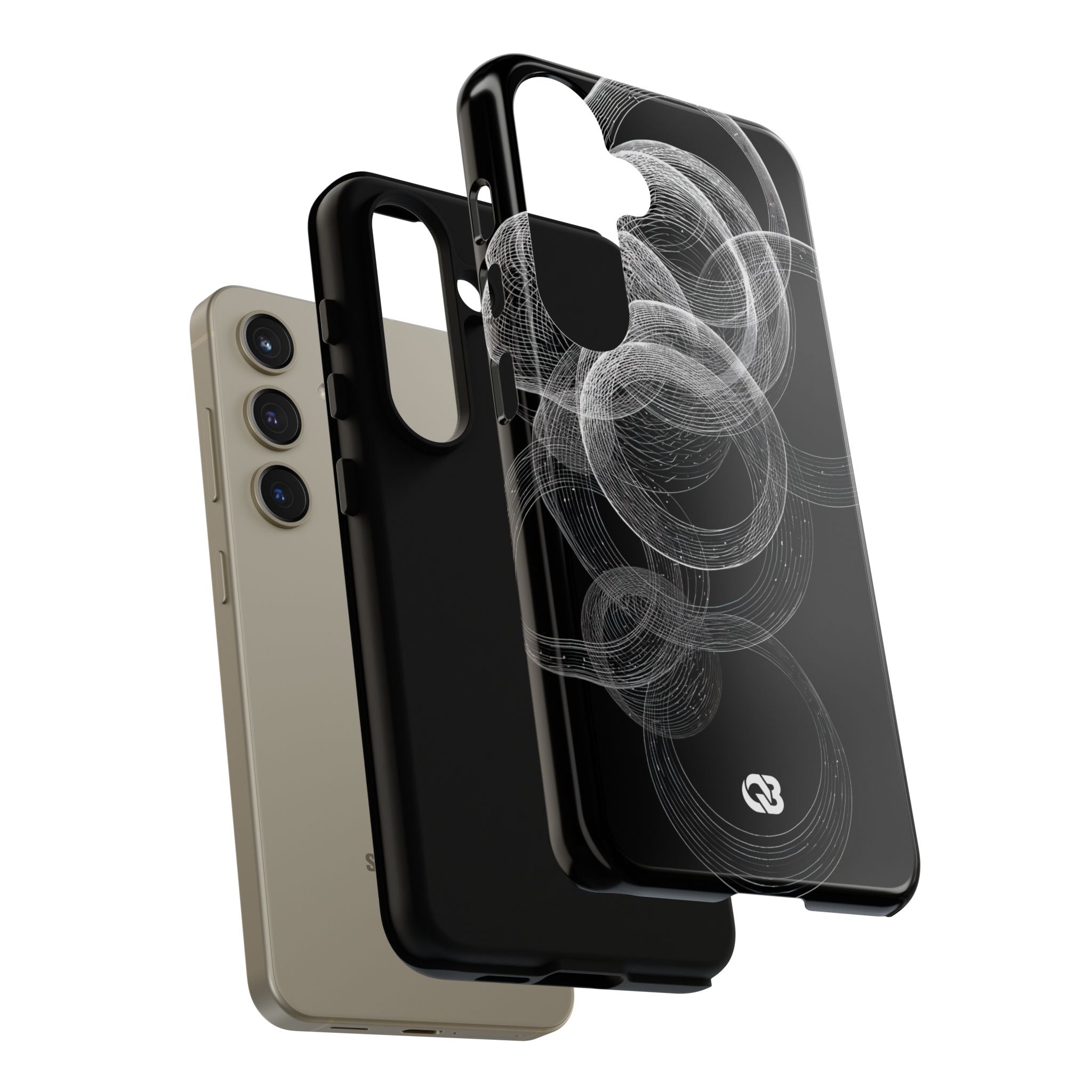 Black Tough Phone Case for Samsung - Kinetic Wireframe Orbit