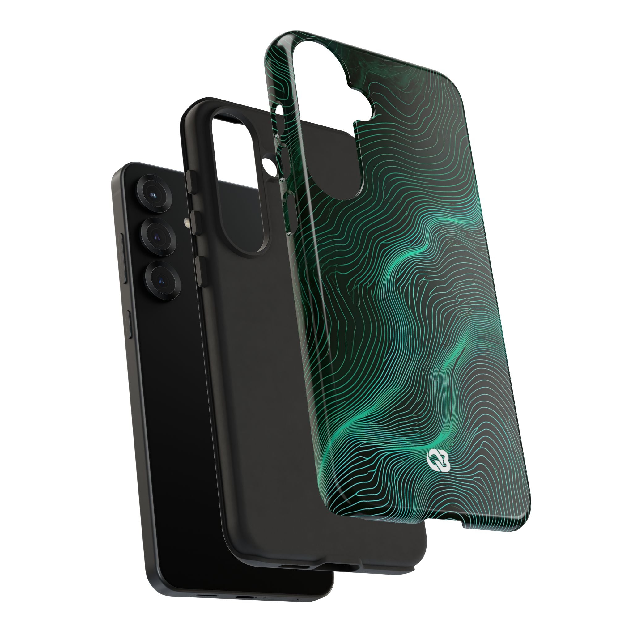 Teal Tough Phone Case for Samsung - Neon Jade Contour