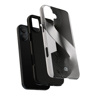 Grey Tough Phone Case for iPhone - Obsidian Moiré Wave