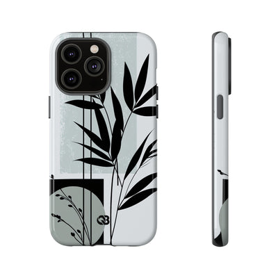 Grey Tough Phone Case for iPhone - Sage Bamboo Noir