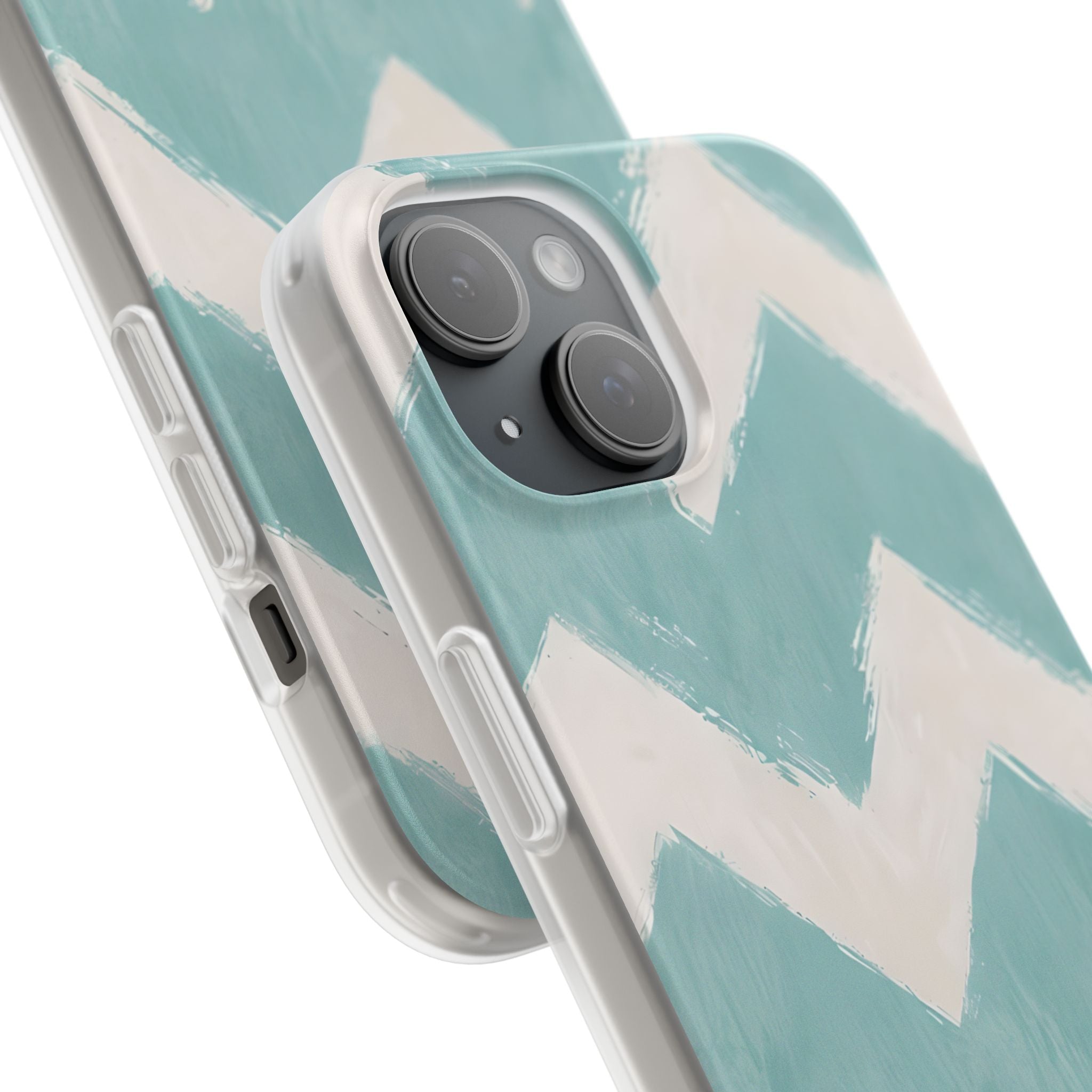 Teal Painted Chevron · Soft Phone Case for iPhone