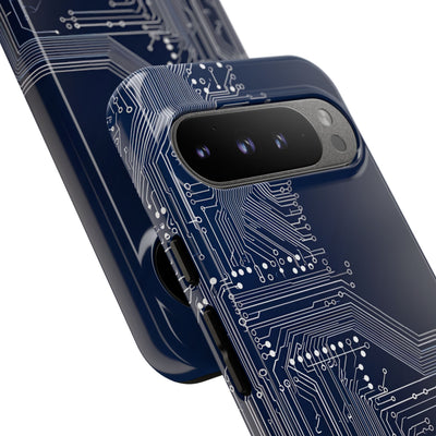 Blue Tough Phone Case for Google Pixel - Cobalt Data Stream