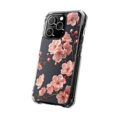 Midnight Sakura Bloom · Clear Impact Magnetic Phone Case for iPhone · Pink