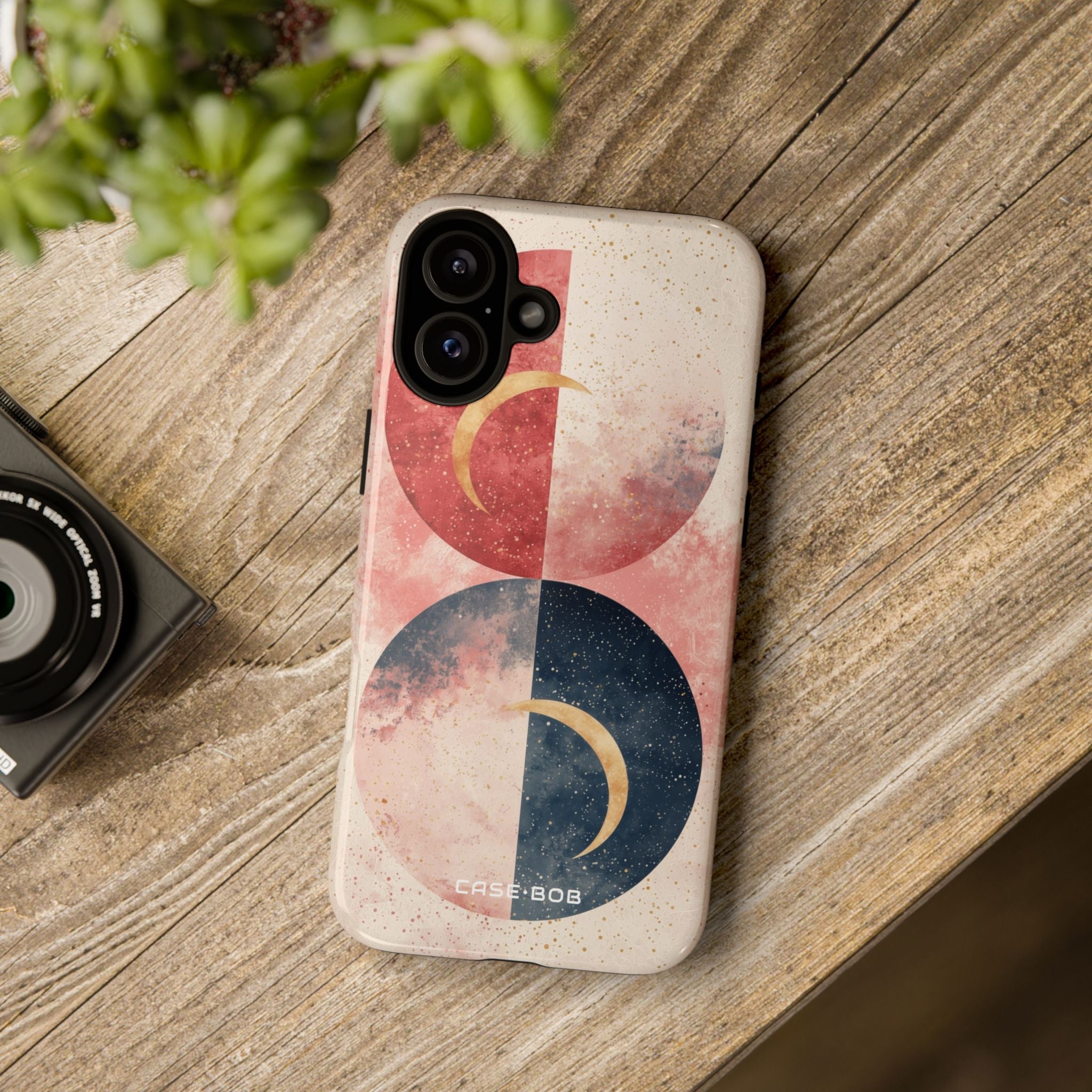 Golden Crescents Crimson iPhone 16 Plus Case - Tough