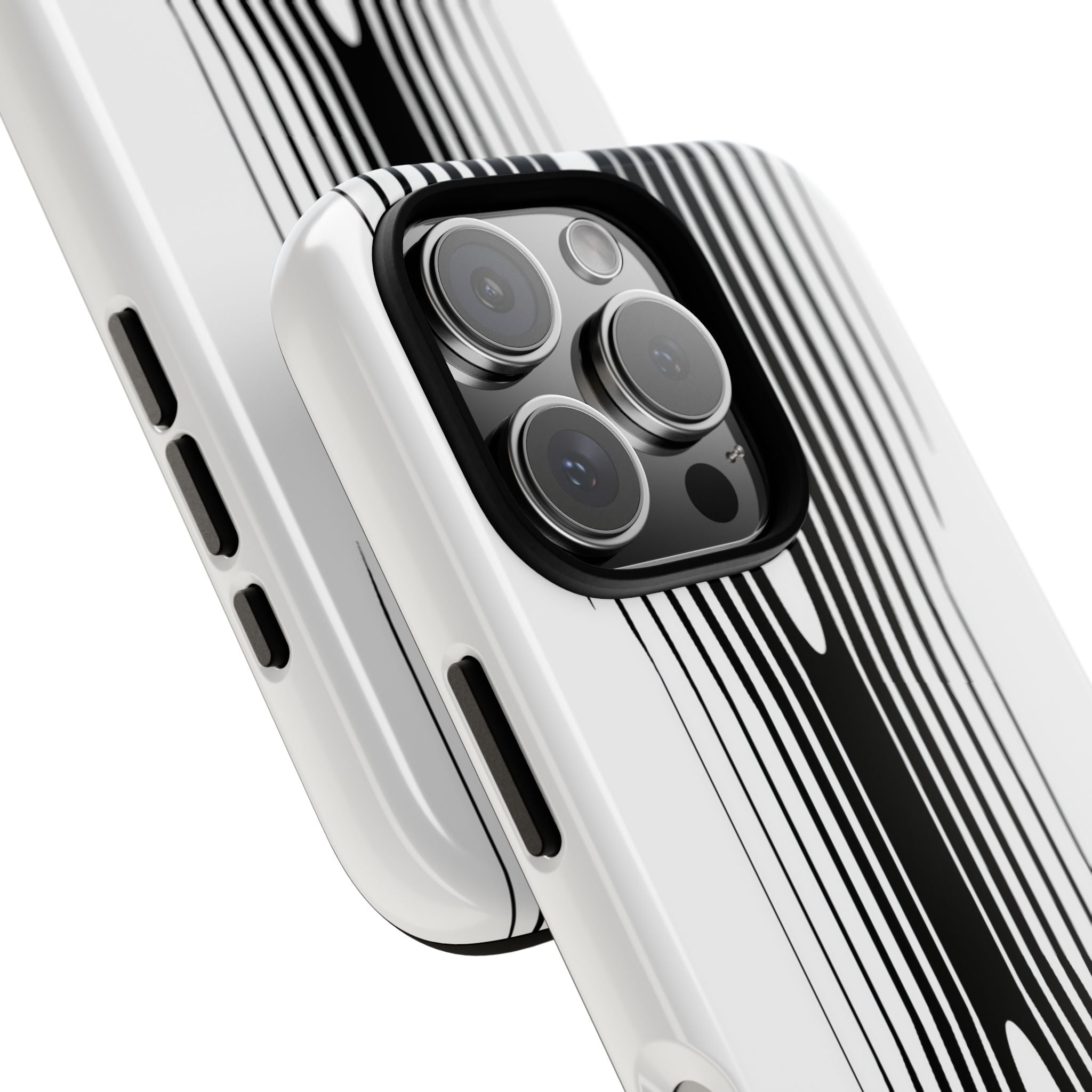 White Tough Phone Case for iPhone - Kinetic Mono Distortion