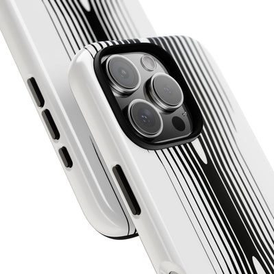 White Tough Phone Case for iPhone - Kinetic Mono Distortion