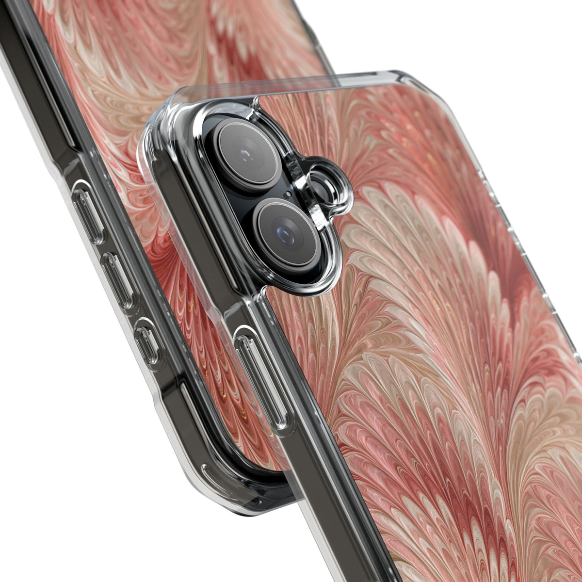 Blush Petal Plume · Clear Impact Magnetic Phone Case for iPhone · Pink