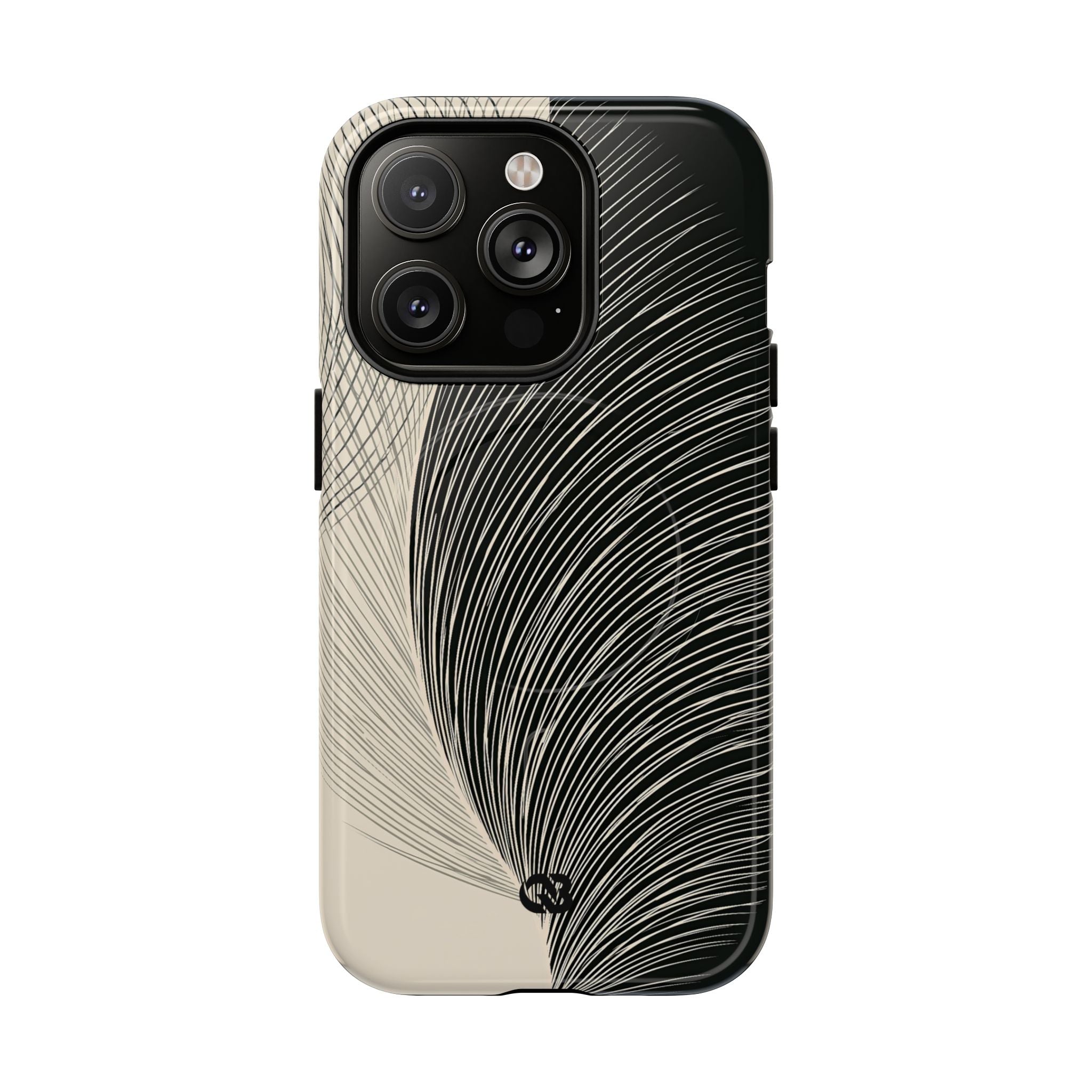 Beige Tough 2.0 Magsafe Phone Case for iPhone - Obsidian Cream Plume