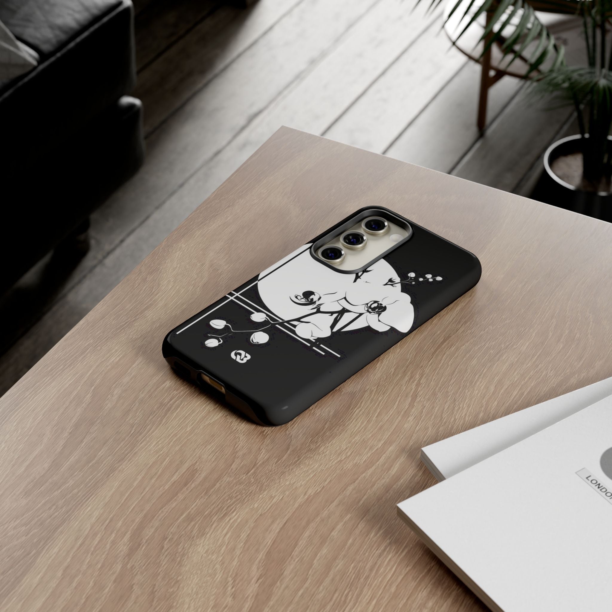 Black Tough Phone Case for Samsung - Lunar Orchid Grid