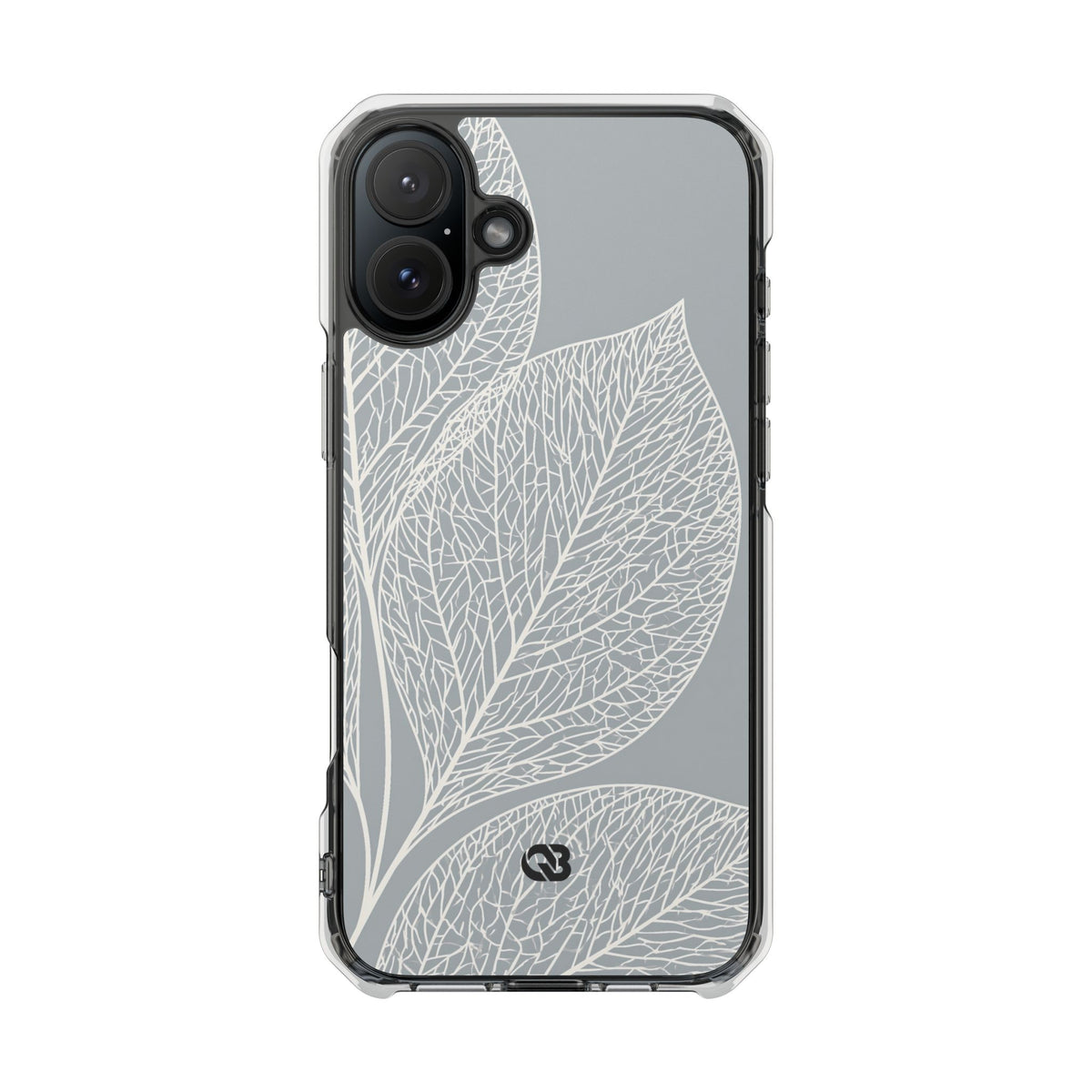 Minimal Leaf Skeleton · Clear Impact Magnetic Phone Case for iPhone ·  Grey