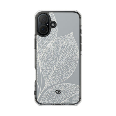 Minimal Leaf Skeleton · Clear Impact Magnetic Phone Case for iPhone ·  Grey
