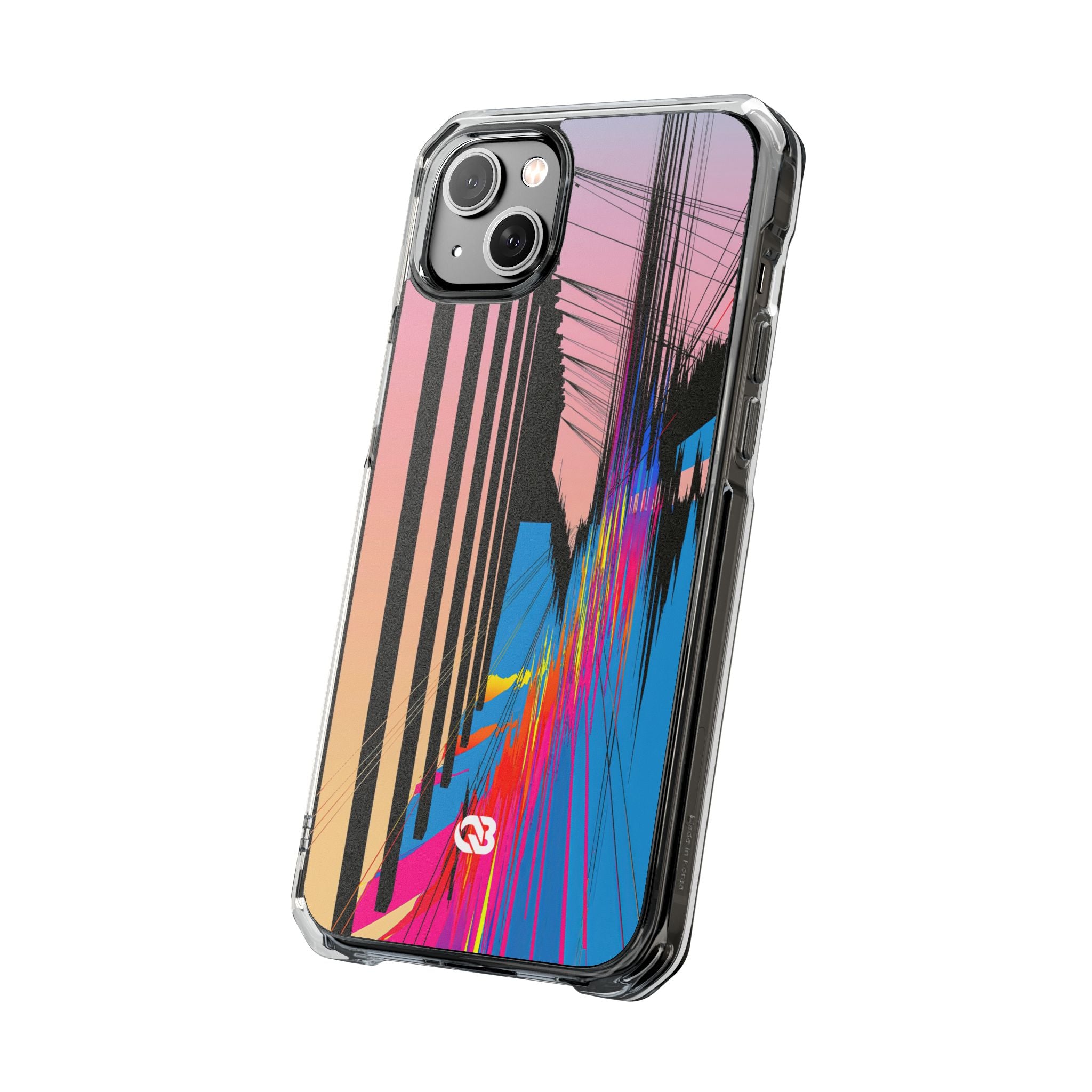 Blue Impact MagSafe Phone Case for iPhone - Fractured Data Skyline