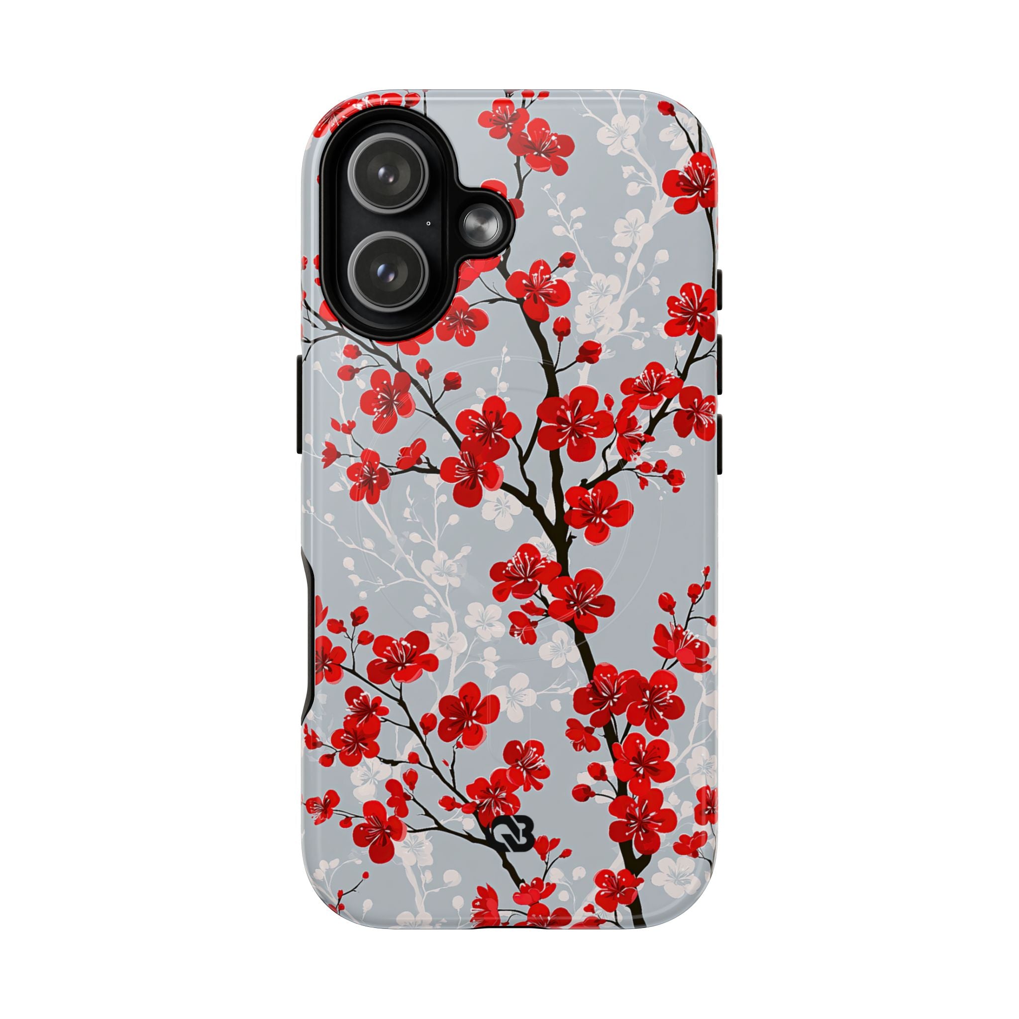 Grey Tough 2.0 Magsafe Phone Case for iPhone - Crimson Sakura Slate