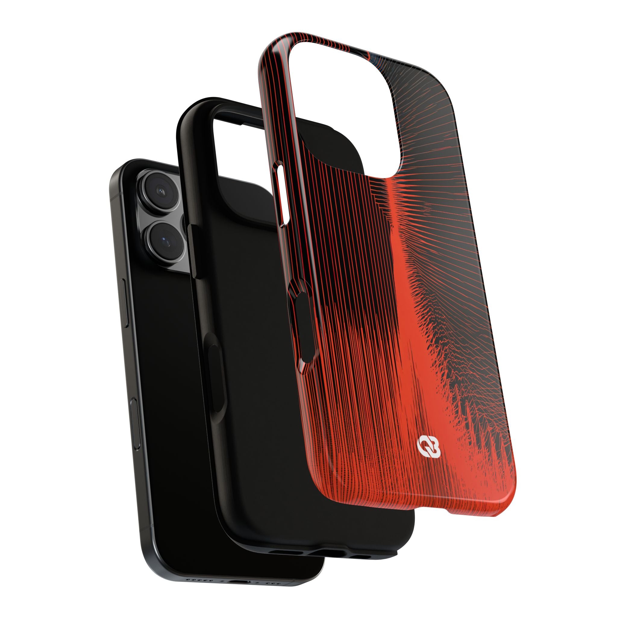 Red Tough Phone Case for iPhone - Crimson Frequency Pulse